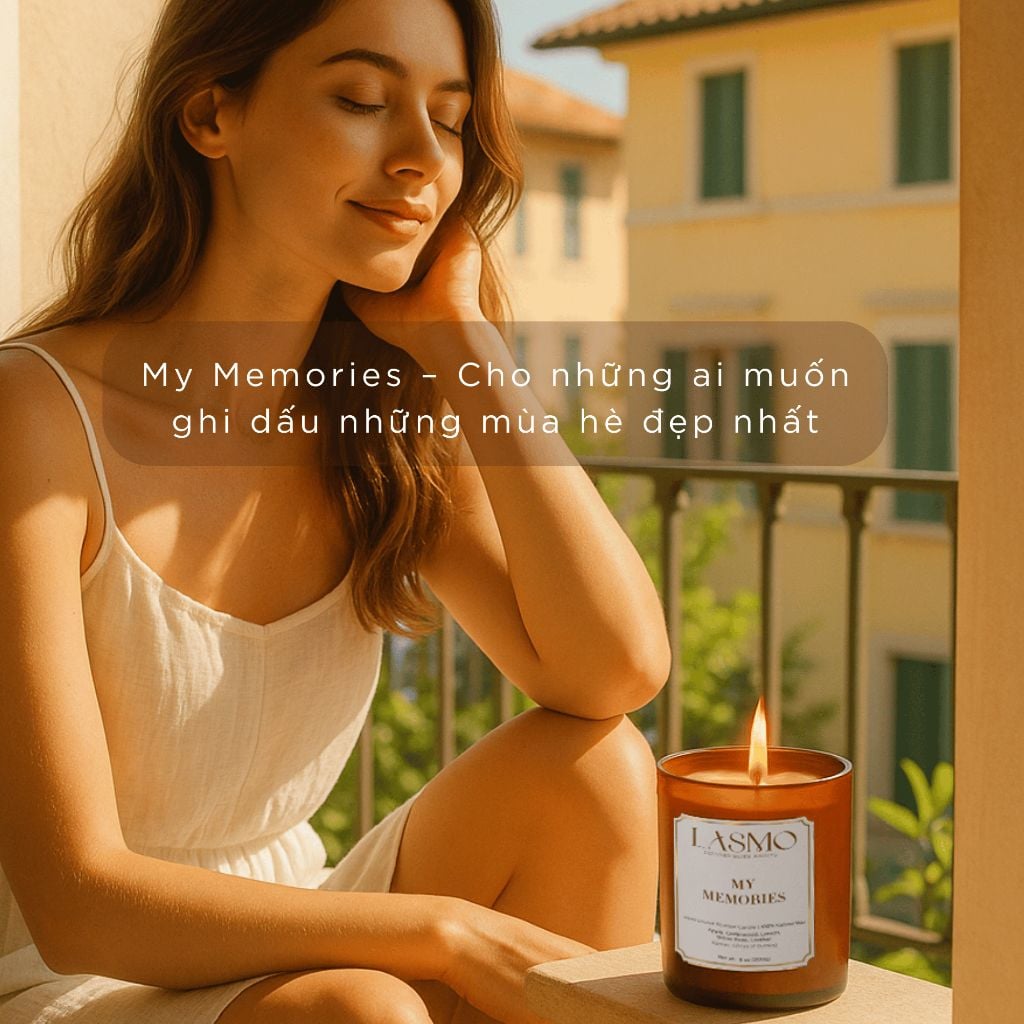  Nến Thơm Quà Tặng Cao Cấp Lasmo My Memories 200gr - Hương Thơm Thư Giãn Giúp Ngủ Ngon 