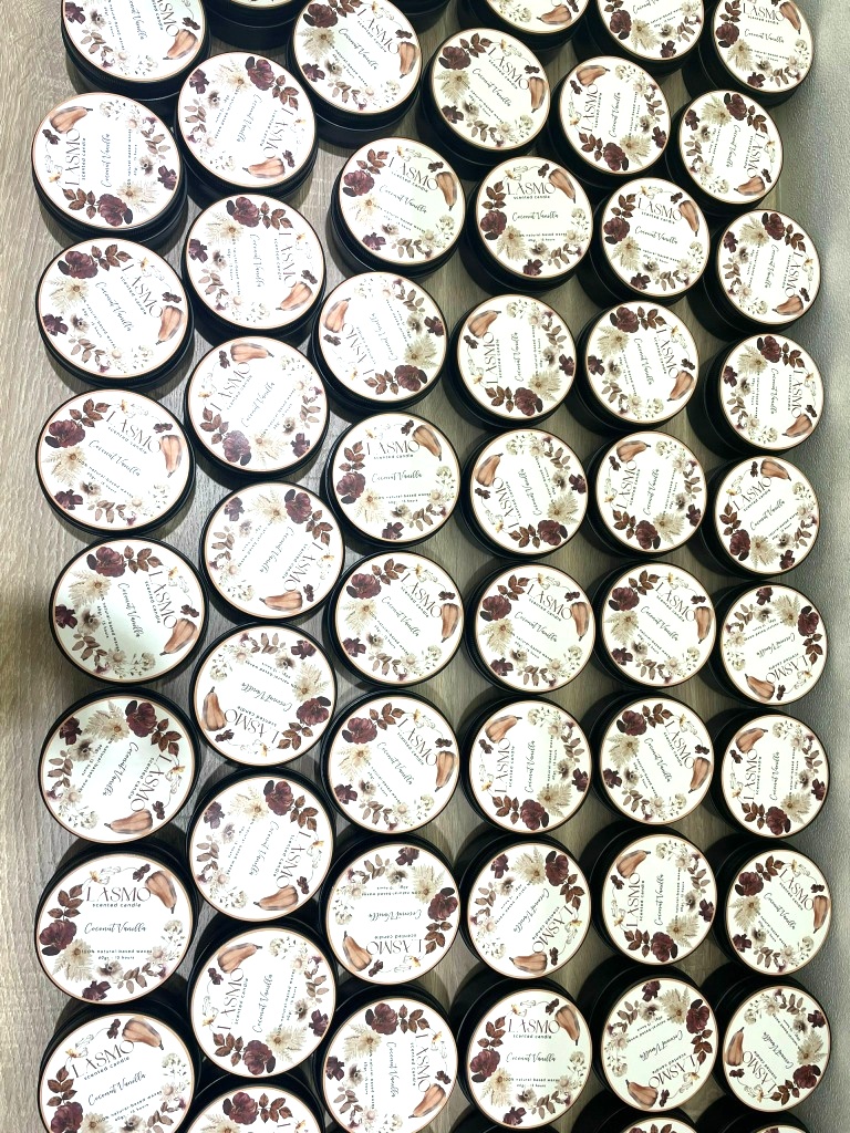 Nến thơm LASMO Coconut Vanilla hũ đen