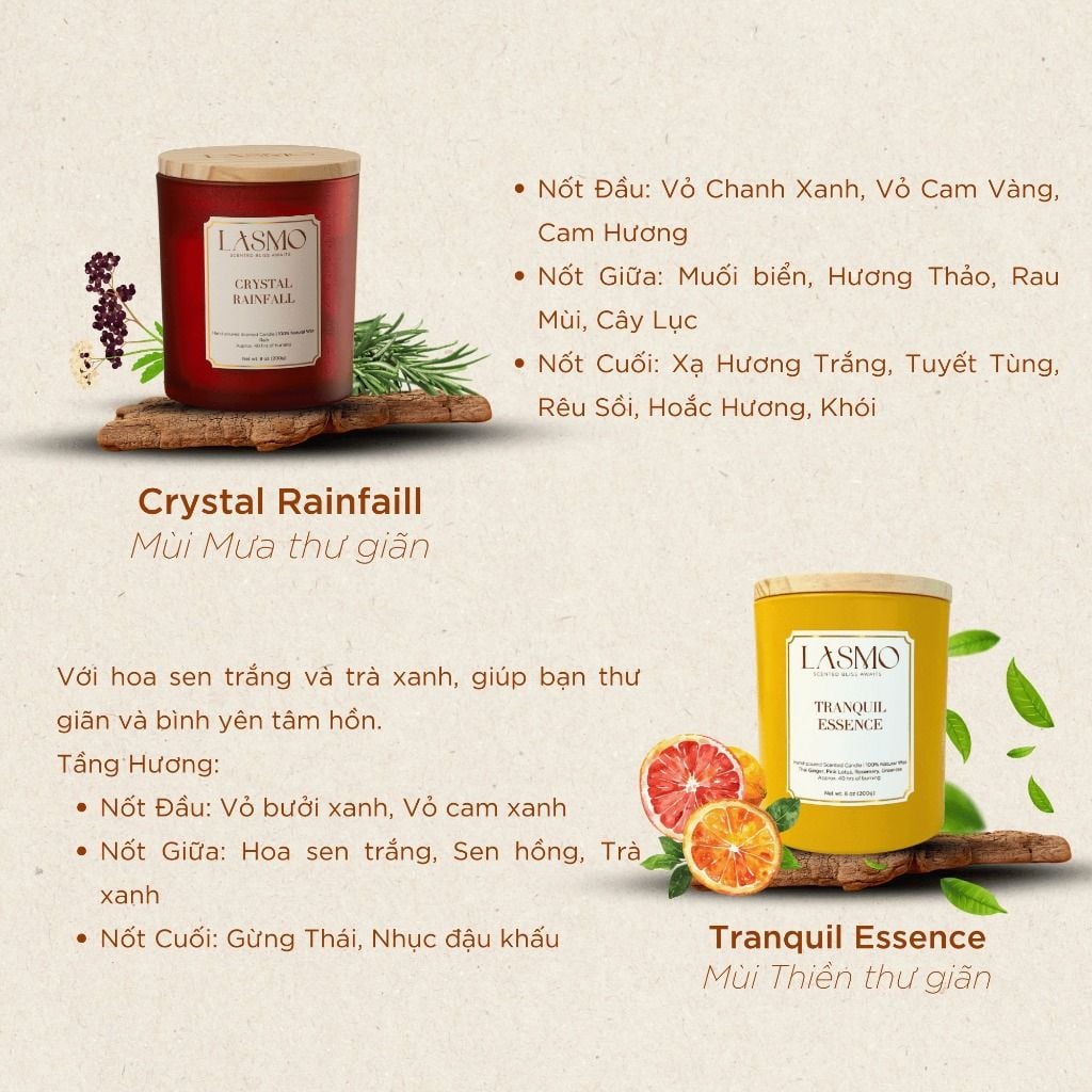  Nến Thơm Quà Tặng Cao Cấp LASMO 200gr Giúp Thư Giãn Dễ Ngủ Với Nhiều Hương 