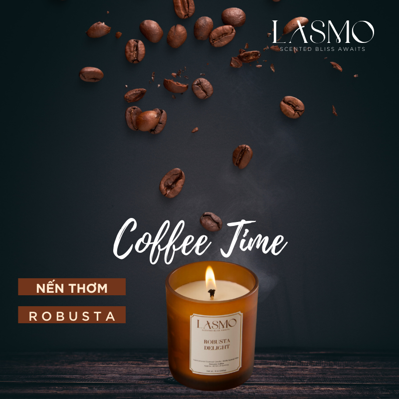  Nến thơm LASMO Robusta Delight mùi Cà phê Robusta nồng nàn 8oz 200gr - nến thơm tinh dầu thiên nhiên 