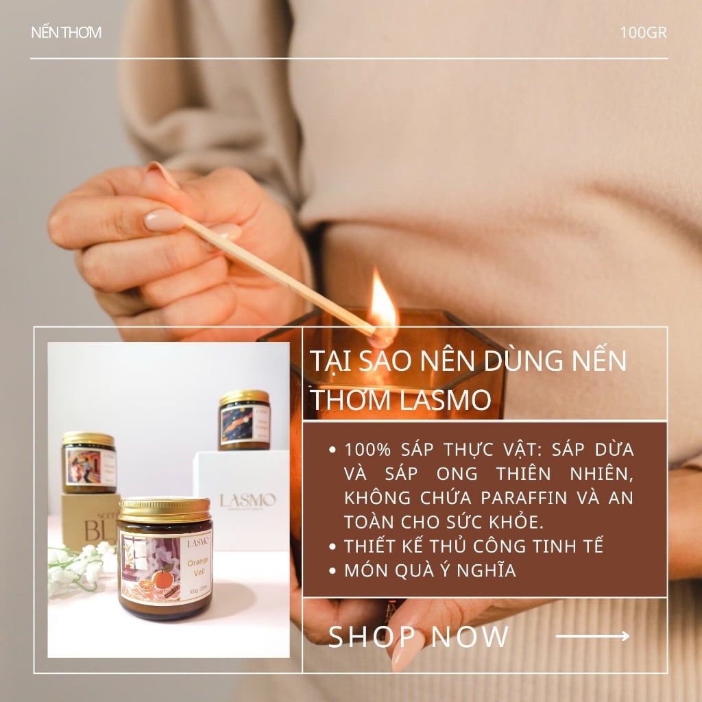  Combo 2 Nến Thơm Thư Giãn Lasmo Hương Cà Phê Robusta và Bánh Quy Bơ 100gr Dành Cho Phòng Vừa Và Nhỏ 