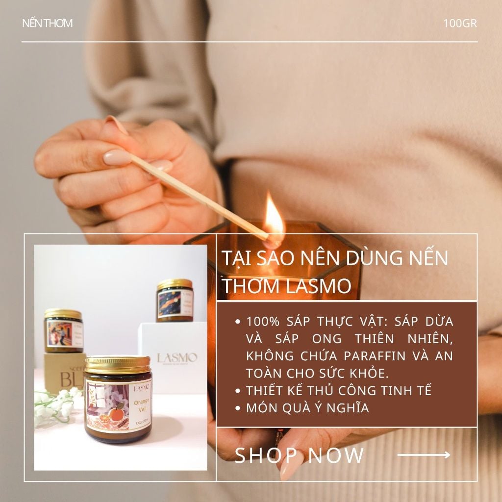  Nến Thơm Phòng LASMO Nhiều Mùi Hương Thư Giãn 100gr - Nến Thơm Quà Tặng Cao Cấp 